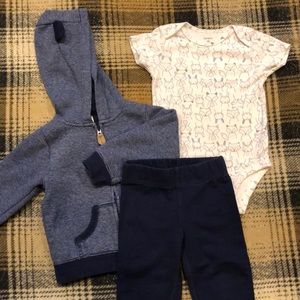 18 Month 3 Piece Hoodie, Onesie, and Pant Set